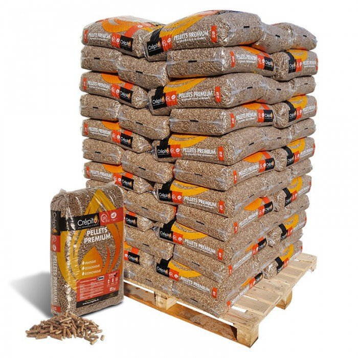 Pellet di legno Crépito – Pallet da 72 sacchi da 15 kg