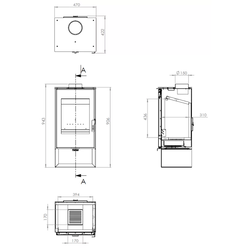 Stufa a legna Aicardo - 7,5 kW - immagine 4